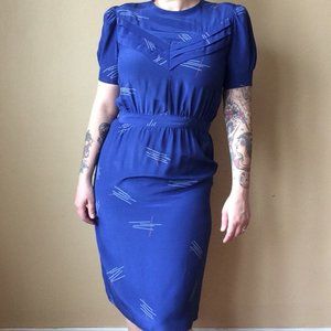 Vintage Blue 80s Geometric Dress